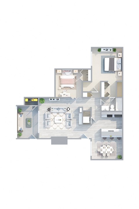 a floor plan of a house with a pool and a living room